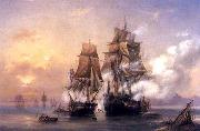 Alexey Bogolyubov Capturing of Swedish 44-gun frigate Venus by Russian 22-gun cutter Merkuriy of June 1, 1789. oil painting